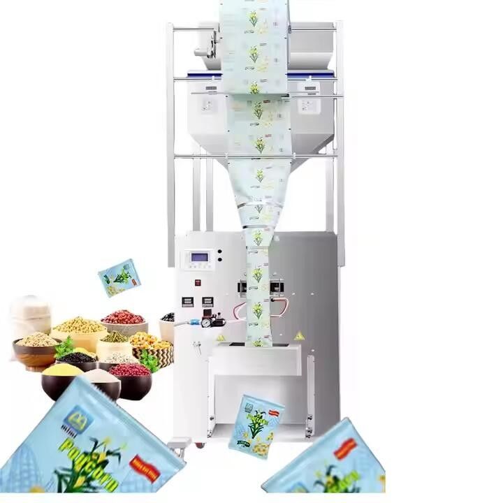 Semi Automatic Two Head Large Weight Filling Packaging Machine For Soybean Grains Seeds Fertilizer Powder Sachet