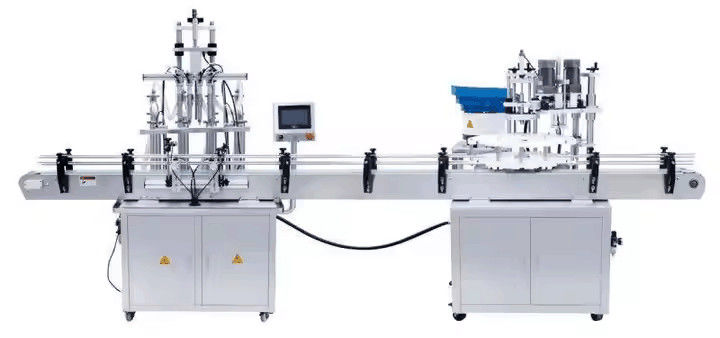 Inline 4 Nozzles Liquid Filling Machine Automatic Overflow Liquid Bottle Filler For Beverage Juice