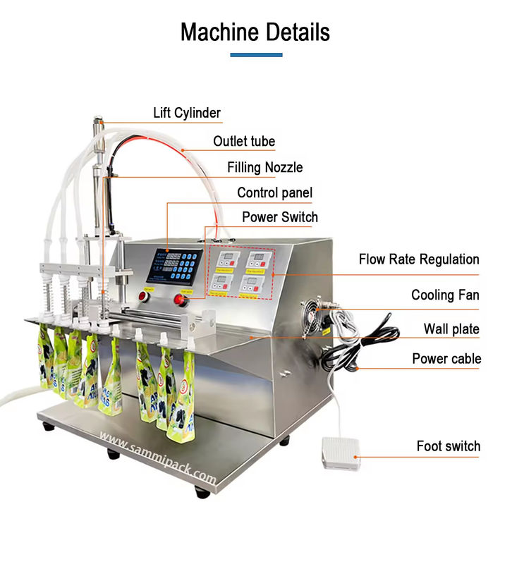 Máquina de Llenado y Sellado Semi Automática de Bolsas con Boquilla para Líquidos de 220V con Dos Boquillas y Soporte