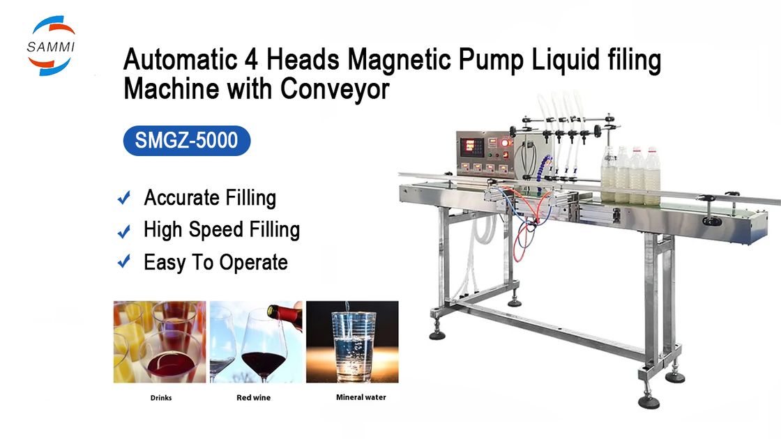 Machine de remplissage de liquide à pompe magnétique automatique à quatre têtes PET pour petites bouteilles de verre jus de fruits boissons bouteilles de lait Petite remplissage