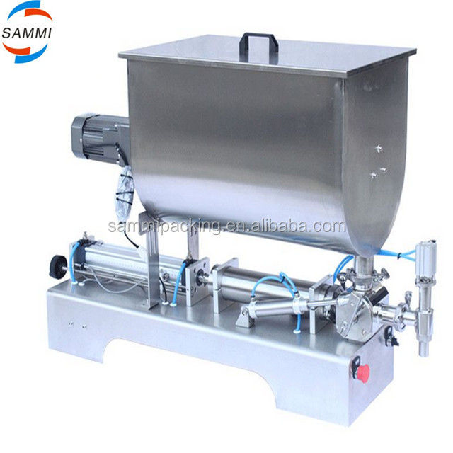 One Nozzle Big Valve Mixed Bean Sauce Filling Machine/ Piston Sauce Filler U Type Hopper