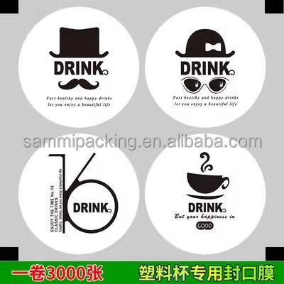 Custom Printed Logo Disposable Plastic Bubble Boba Tea Cups Sealer Roll Customized Printing Pp Pet 95Mm Seal Cup Sealing Film
