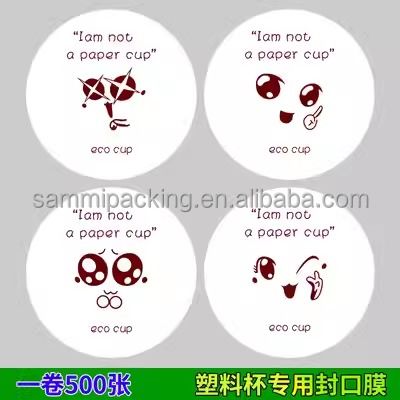 Custom Printed Logo Disposable Plastic Bubble Boba Tea Cups Sealer Roll Customized Printing Pp Pet 95Mm Seal Cup Sealing Film