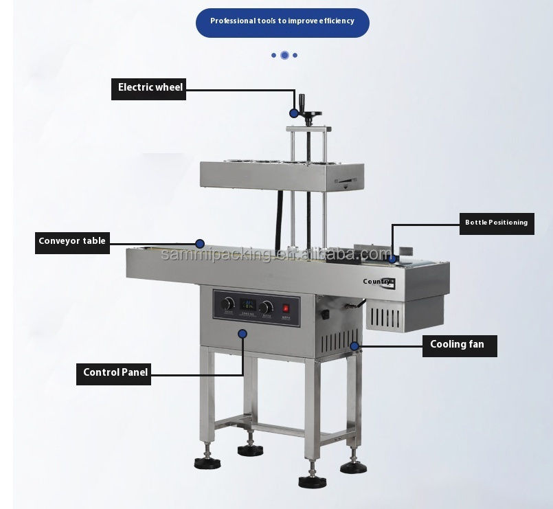 निरंतर स्वचालित प्लास्टिक बोतल पेंच सीलर नया एल्यूमीनियम पन्नी इंडक्शन सीलिंग मशीन एयर कूलिंग ढक्कन पैकिंग मशीनें