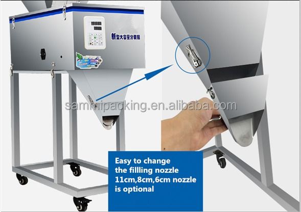 Mesin Sub-Loading Kuantitatif Kapasitas Besar 50-999g Makanan Biji-bijian Beras Teh Pengemas Bubuk Cuci Timbang Mesin Pengisi