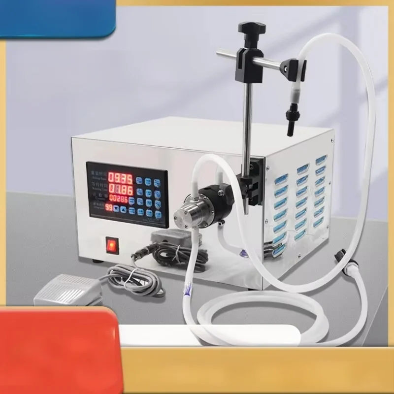 เครื่องบรรจุของเหลวแบบกึ่งอัตโนมัติด้วยปั๊มแม่เหล็ก ทนทานต่อการกัดกร่อนเล็กน้อย สำหรับจ่ายสารละลายแอลกอฮอล์ น้ำ และสารเคมี