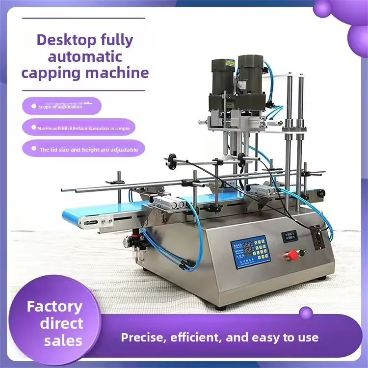 High Efficiency Semi Automatic Desktop Pneumatic Screw Machine Plastic Cap for Cosmetics Water Beverages Glass Spray Bottles