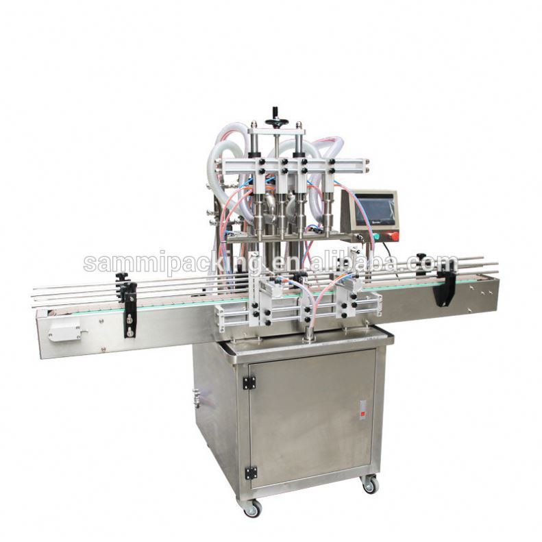 4 Nozzles Automatic Straight Line High Speed Piston Type Inline Overflow 1-5L Wine Liquid Bottled Water Filling Machine