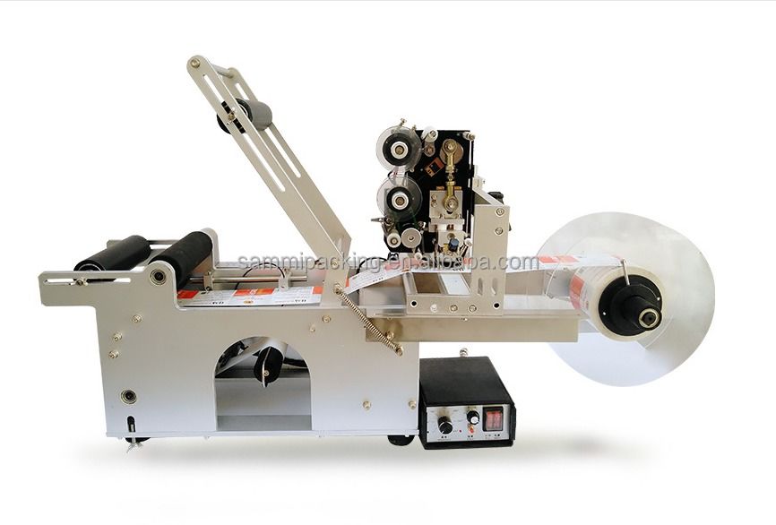 半自動丸いボトルラベルメーカー,製造日付のラベルリングマシン,バッチ番号コードの印刷