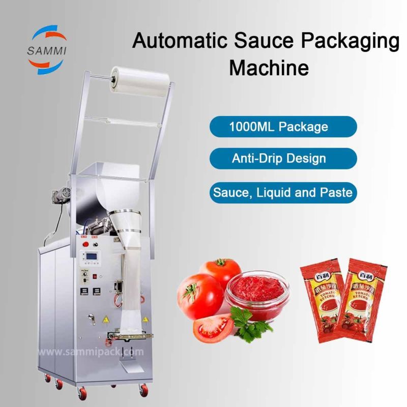 Automatic 4 side seal Sachet Liquid Packing Machine for Tomato Ketchup Packaging Factory Price