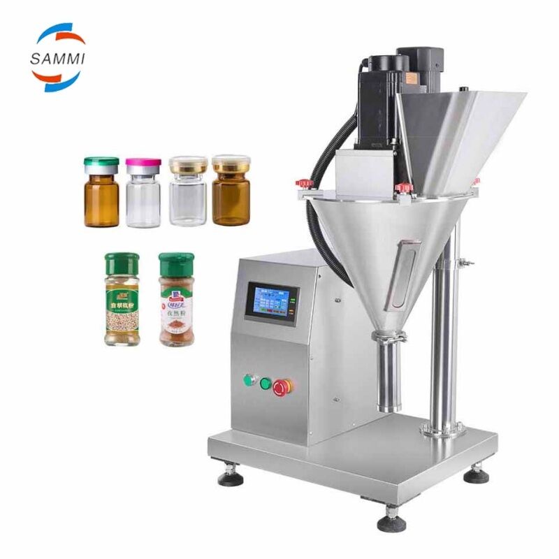 Auger powder filling machine optimized for powder packaging in food and cosmetic manufacturing