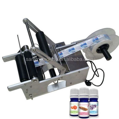 Semi Automatic Packaging Labeling Machine , Small Bottle Labeler For Round Bottles